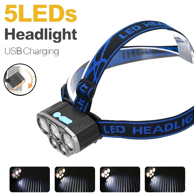 Running Headlamp - Torcia Frontale Ricaricabile a 5 LED